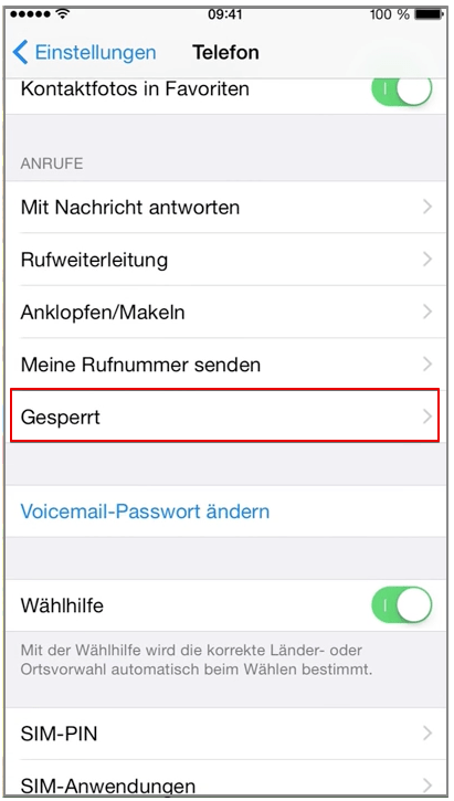 iPhone Kontakten blockieren - gesperrt